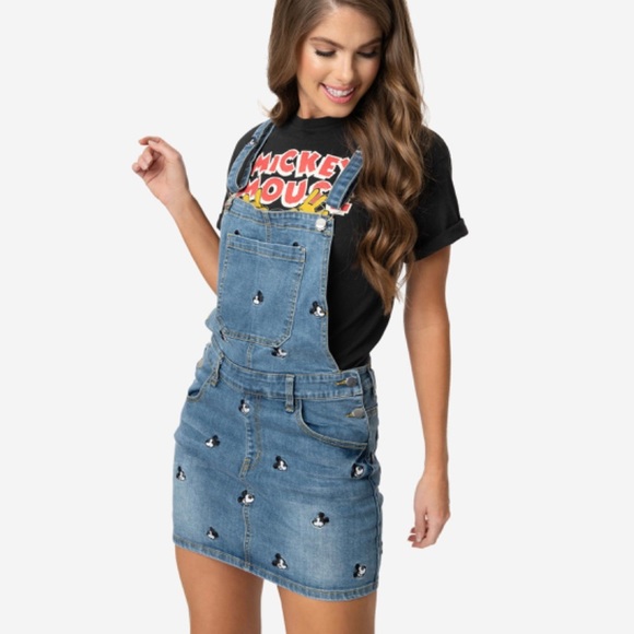 mickey mouse denim overalls